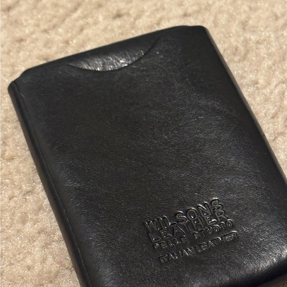 Wilson's Leather 1990s Vintage Italian leather Black Card Holder women or men